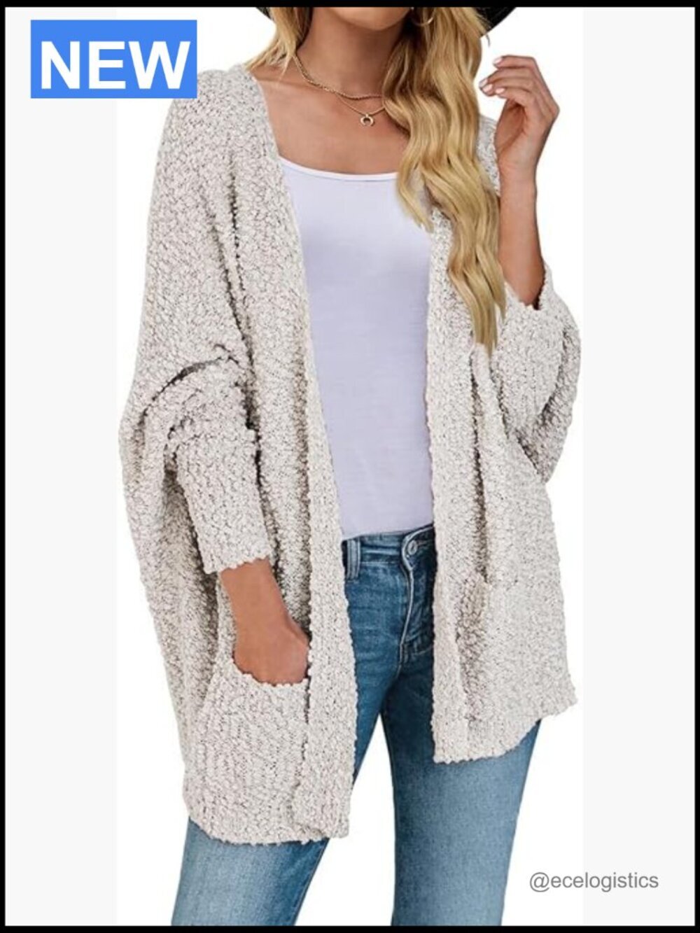 Fuzzy Popcorn Batwing Sleeve Cardigan Oversized Sherpa Coat